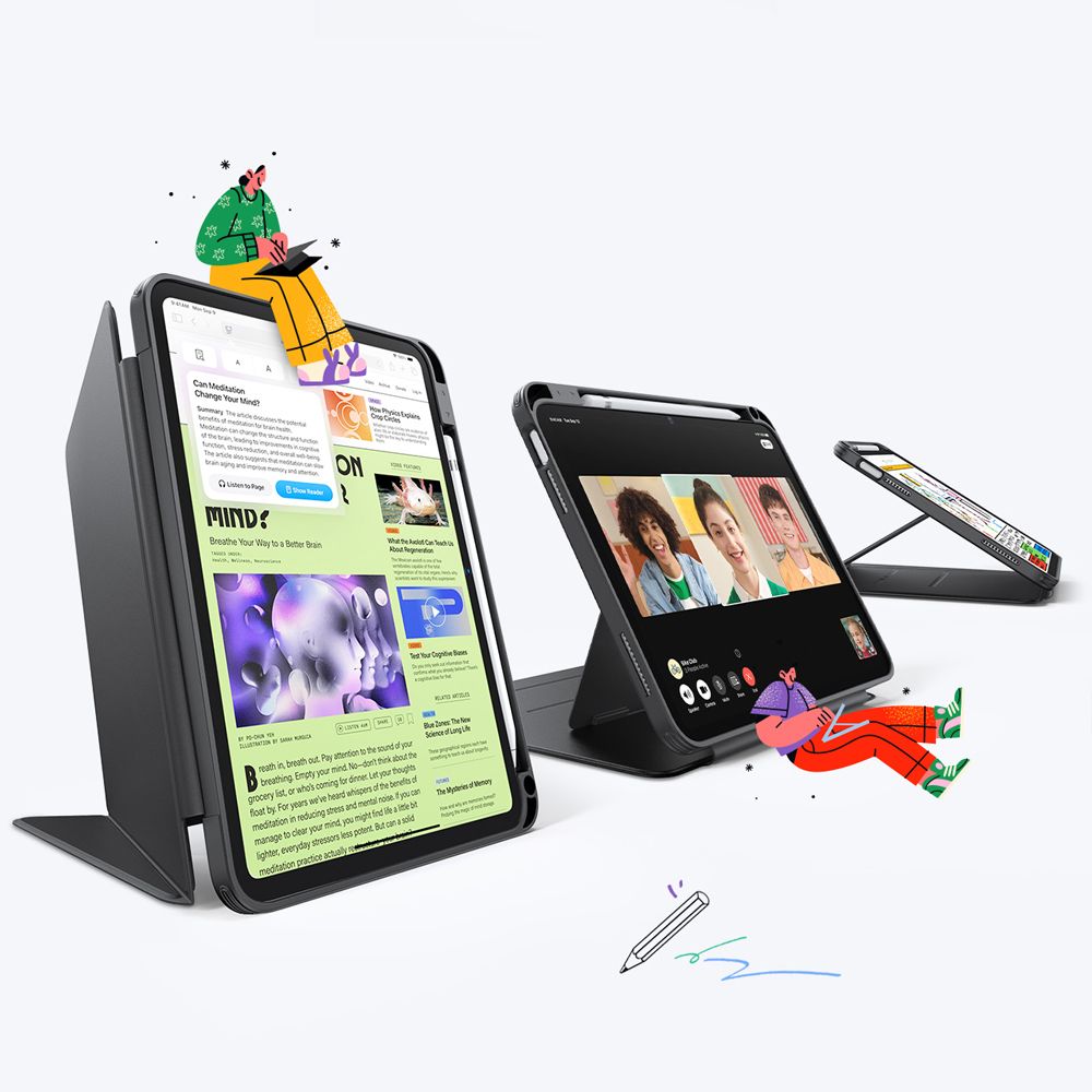 Dėklas ESR Flip Hybrid iPad 10.9" (2022) / iPad 11" (2025-2026), juodas