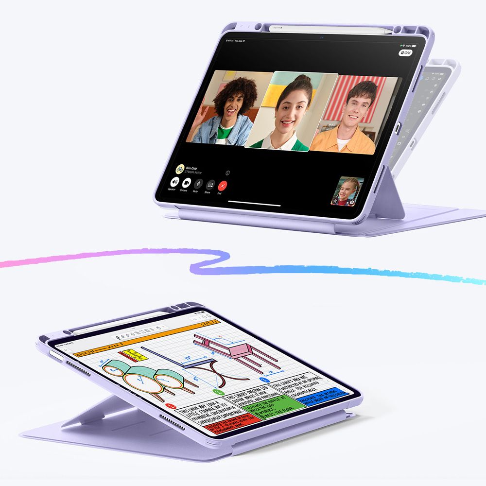 Dėklas ESR Flip Hybrid iPad Air 13" (2024-2026), violetinis