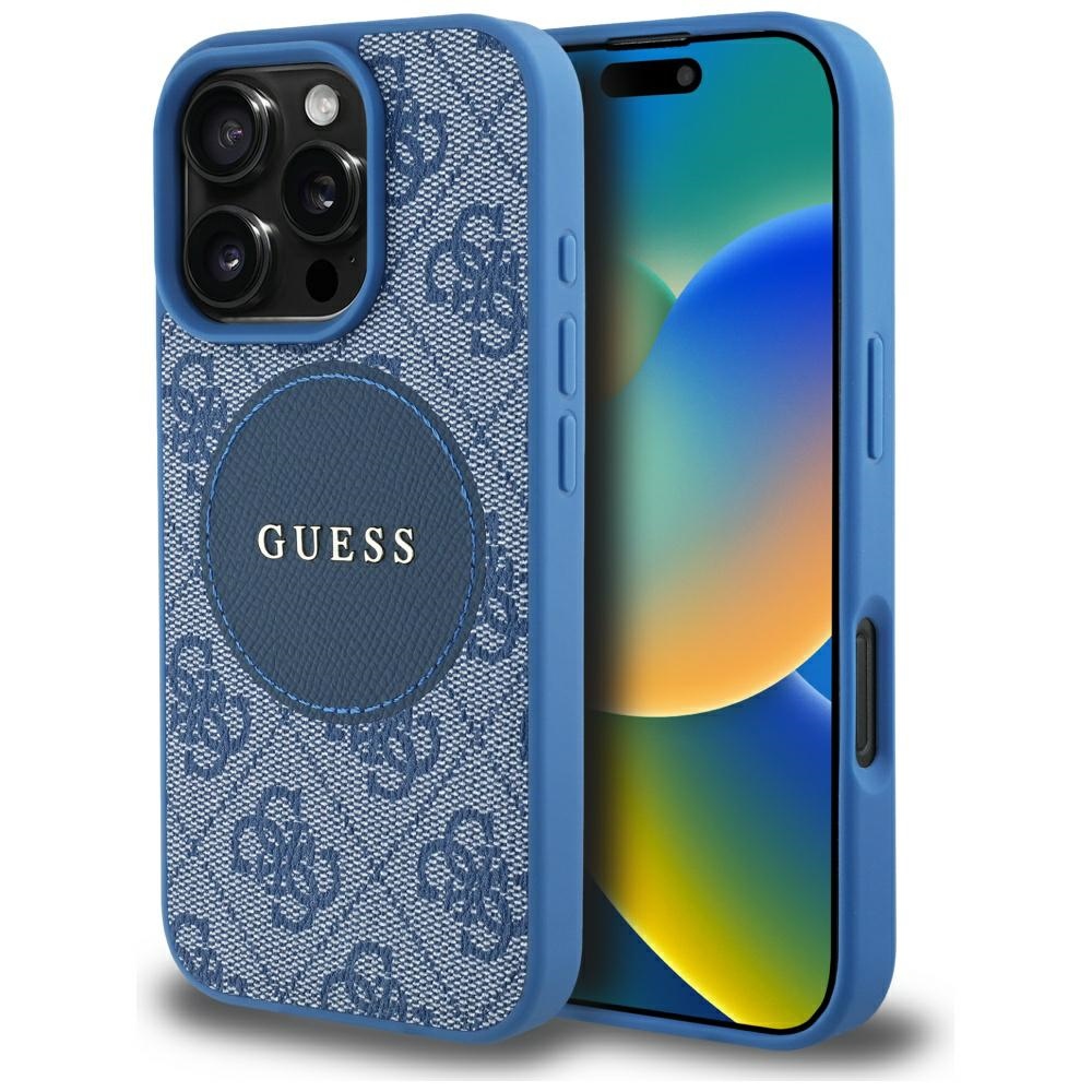 Guess MagSafe dėklas iPhone 16 Pro – mėlynas