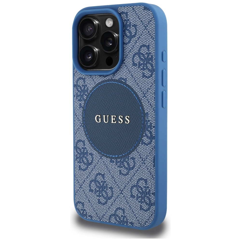 Guess MagSafe dėklas iPhone 16 Pro – mėlynas
