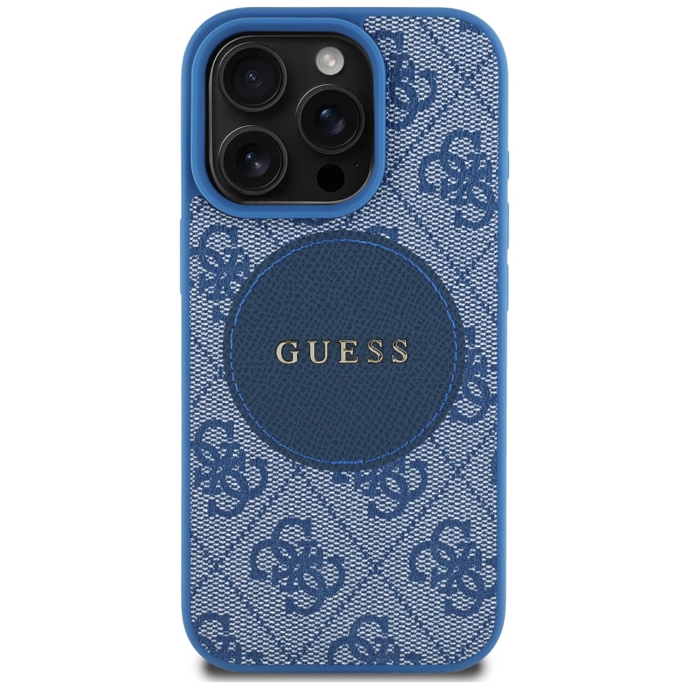 Guess MagSafe dėklas iPhone 16 Pro – mėlynas