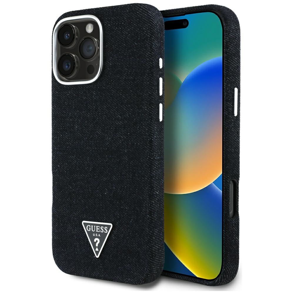 Guess MagSafe džinsinis dėklas iPhone 16 Pro Max – juodas