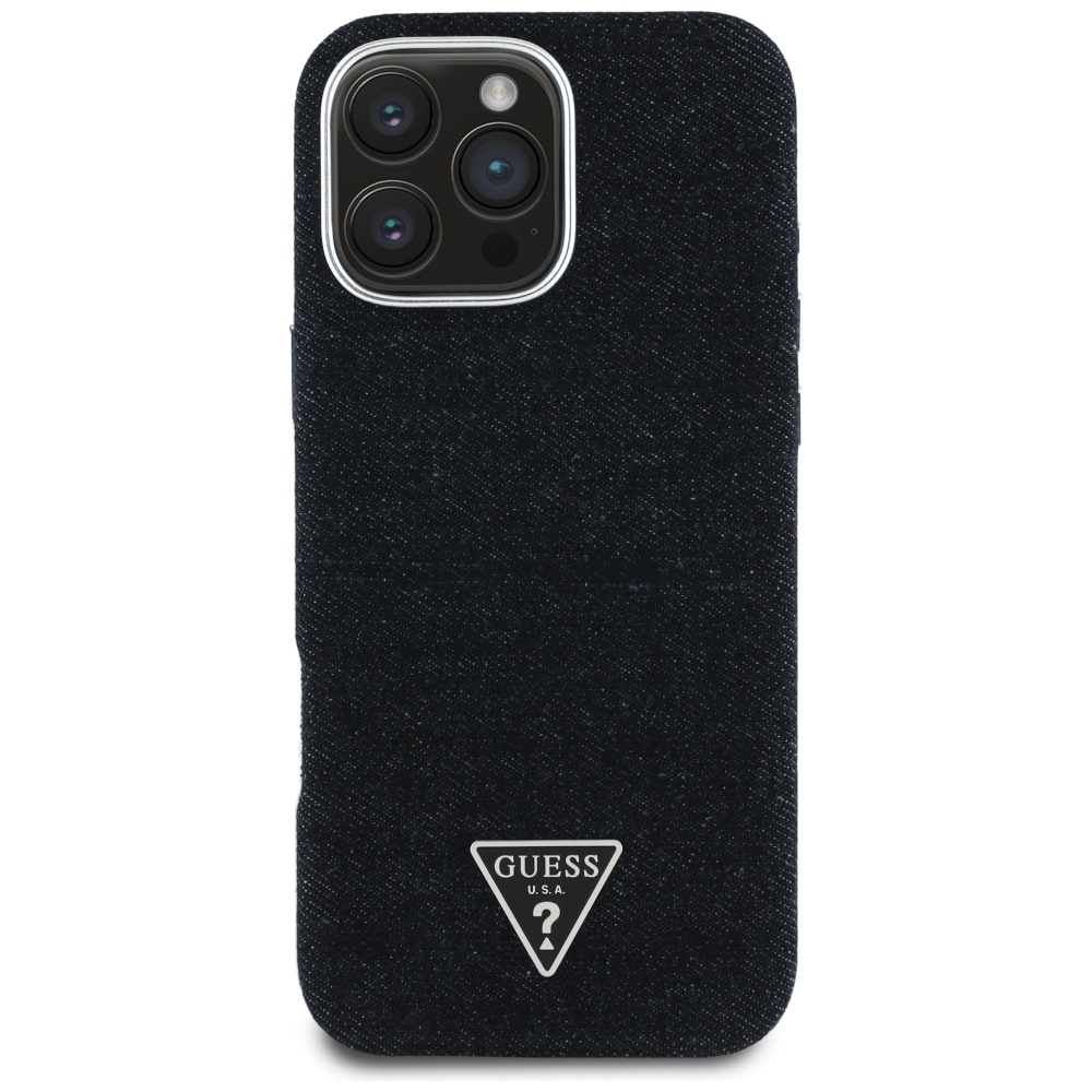 Guess MagSafe džinsinis dėklas iPhone 16 Pro Max – juodas