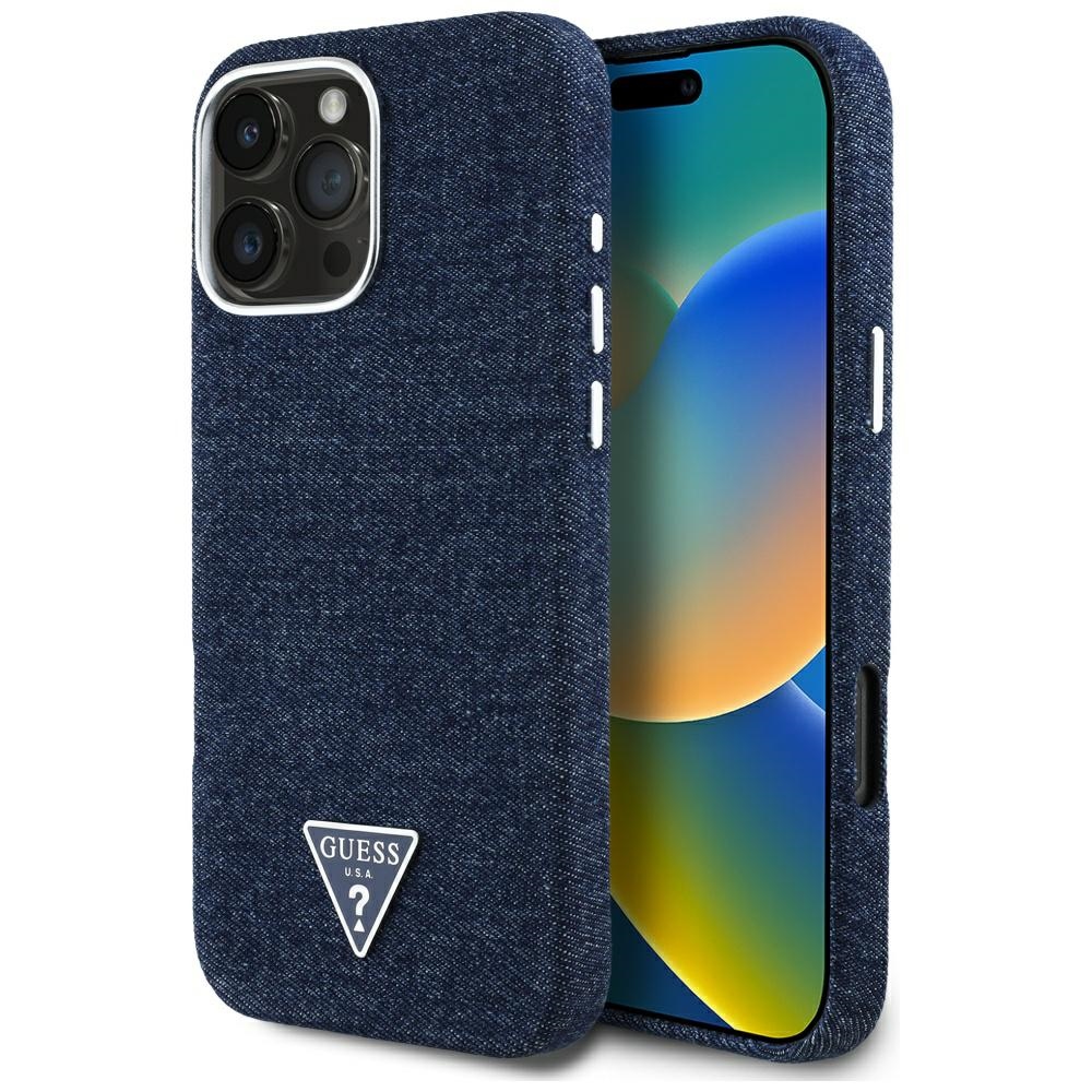 Guess MagSafe džinsinis dėklas iPhone 16 Pro Max – mėlynas