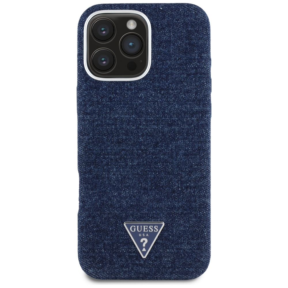Guess MagSafe džinsinis dėklas iPhone 16 Pro Max – mėlynas