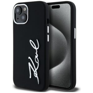 Karl Lagerfeld silikoninis dėklas iPhone 15 – juodas