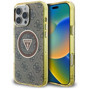Guess MagSafe dėklas iPhone 16 Pro – rudas