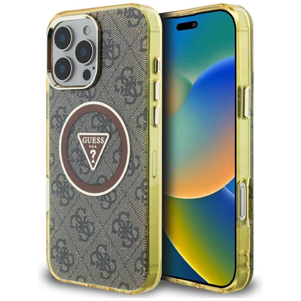 Guess MagSafe dėklas iPhone 16 Pro Max – rudas