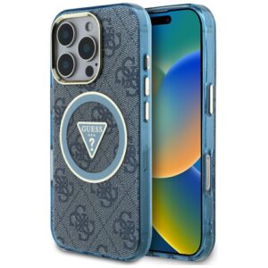 Guess MagSafe dėklas iPhone 16 Pro – mėlynas