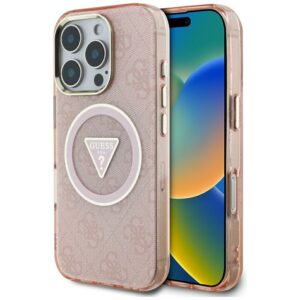 Guess MagSafe dėklas iPhone 16 Pro – rožinis
