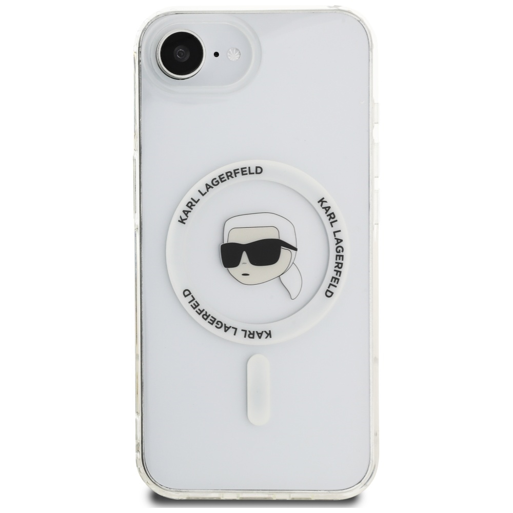 Karl Lagerfeld MagSafe dėklas iPhone 16e – baltas