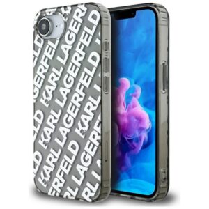 Karl Lagerfeld IML Repeat Logo dėklas iPhone 16e – sidabrinis