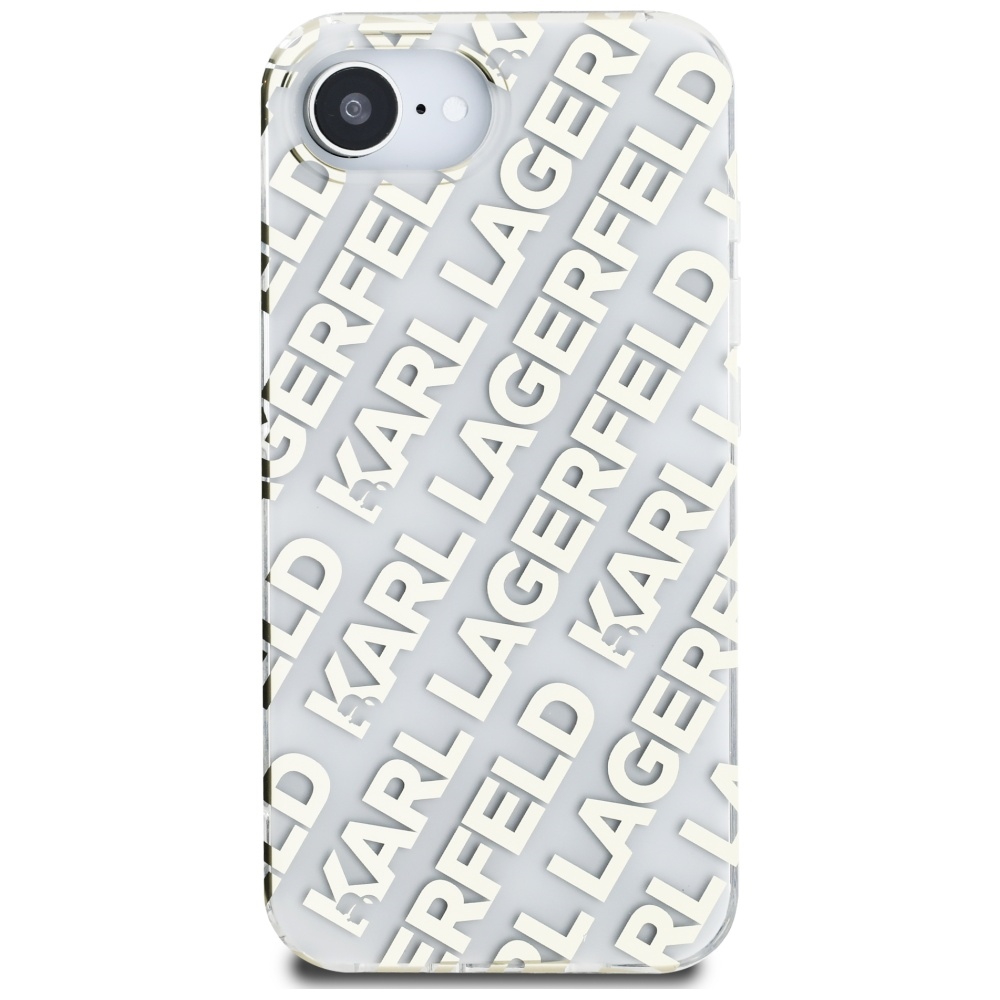 Karl Lagerfeld IML Repeat Logo dėklas iPhone 16e – auksinis