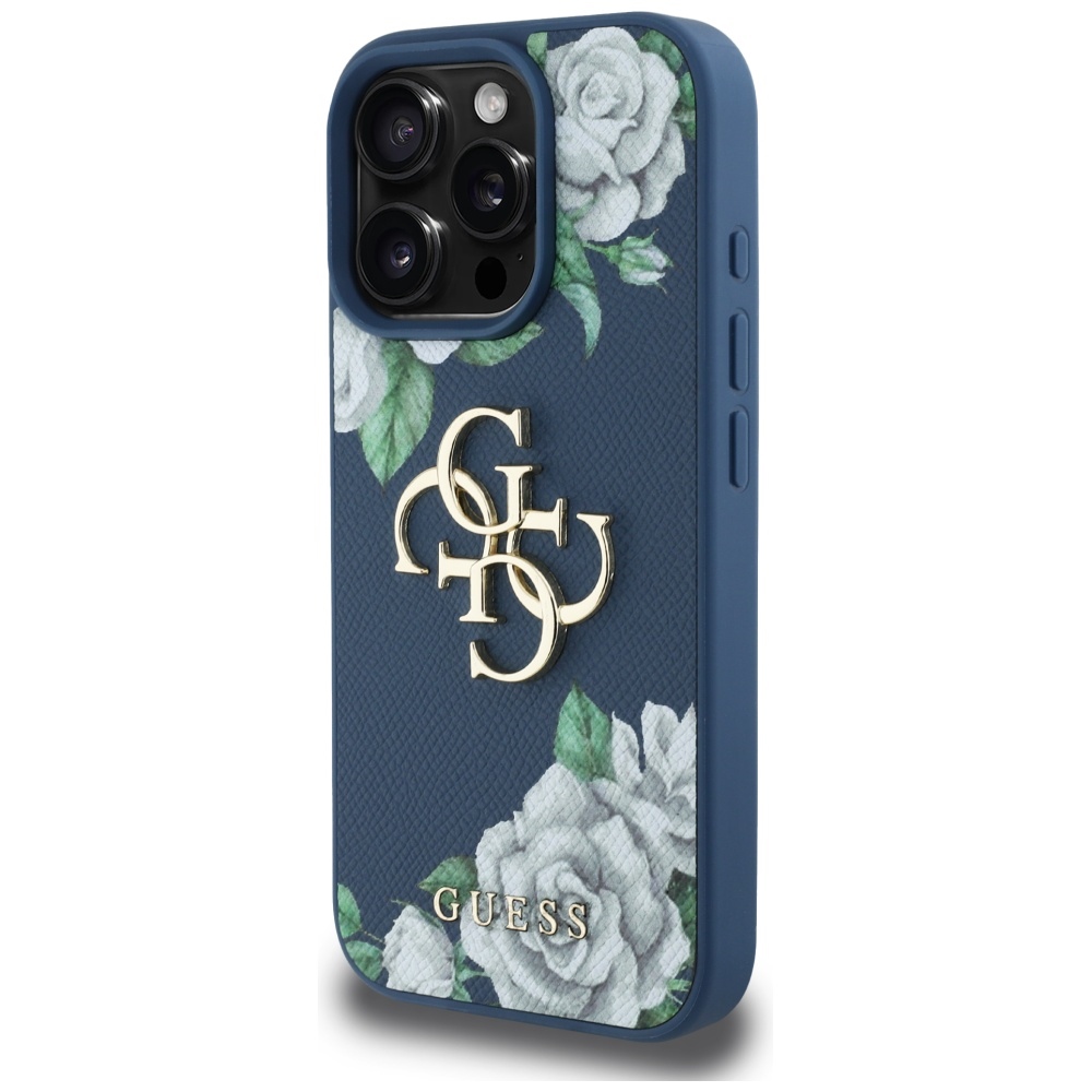 Guess gėlių rašto dėklas iPhone 16 Pro Max – mėlynas