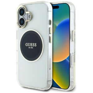 Guess IML MagSafe dėklas iPhone 16 – juodas