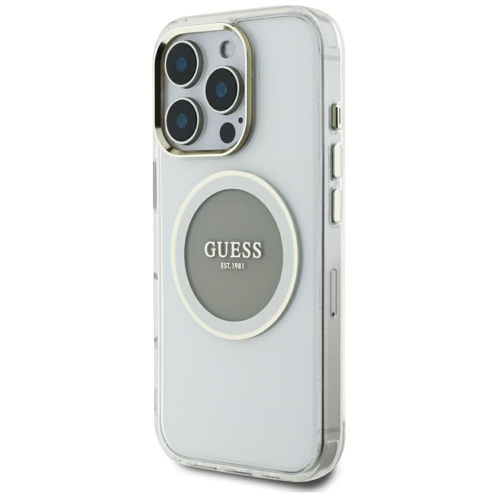 Guess MagSafe dėklas iPhone 16 Pro Max – pilkas