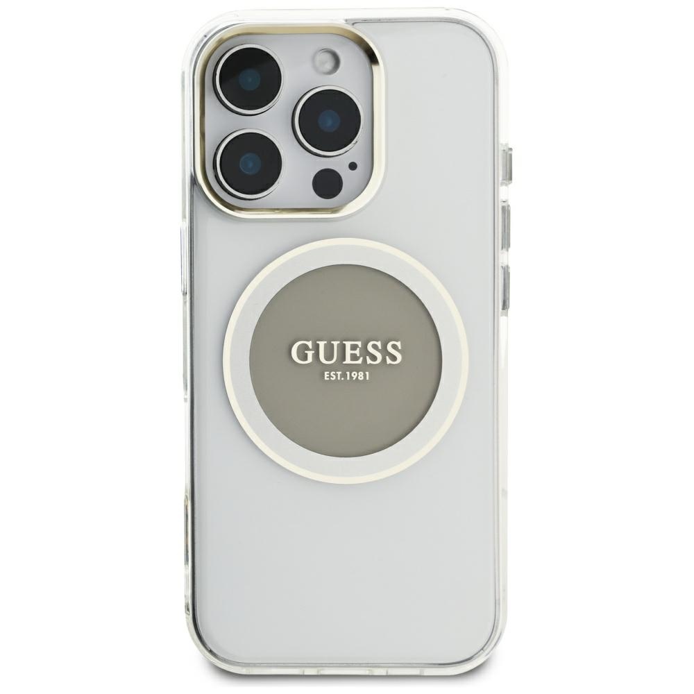 Guess MagSafe dėklas iPhone 16 Pro Max – pilkas