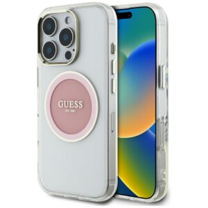 Guess MagSafe dėklas iPhone 16 Pro – rožinis