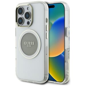 Guess MagSafe dėklas iPhone 16 Pro – pilkas