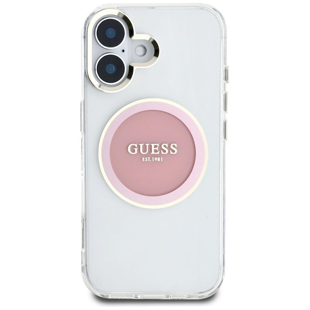 Guess MagSafe dėklas iPhone 16 – rožinis