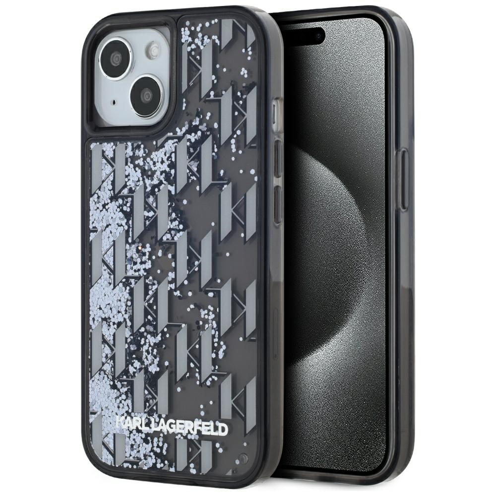 Karl Lagerfeld dėklas iPhone 15 – juodas, blizgučiai