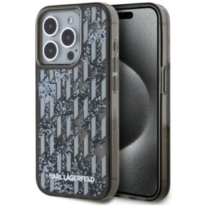 Karl Lagerfeld dėklas iPhone 15 Pro – juodas, blizgučiai