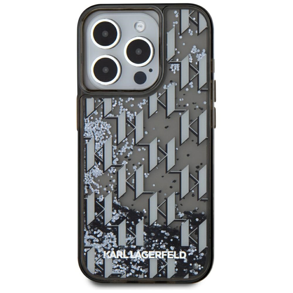 Karl Lagerfeld blizgus dėklas iPhone 15 Pro Max – juodas