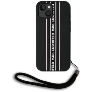 Karl Lagerfeld dėklas iPhone 15 – rožinis su virvele
