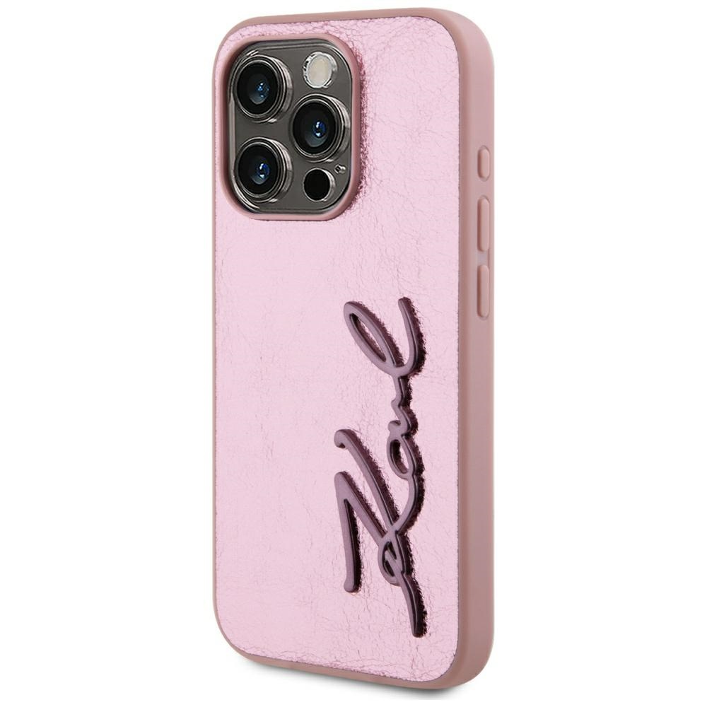 Karl Lagerfeld dėklas iPhone 15 Pro – rožinis