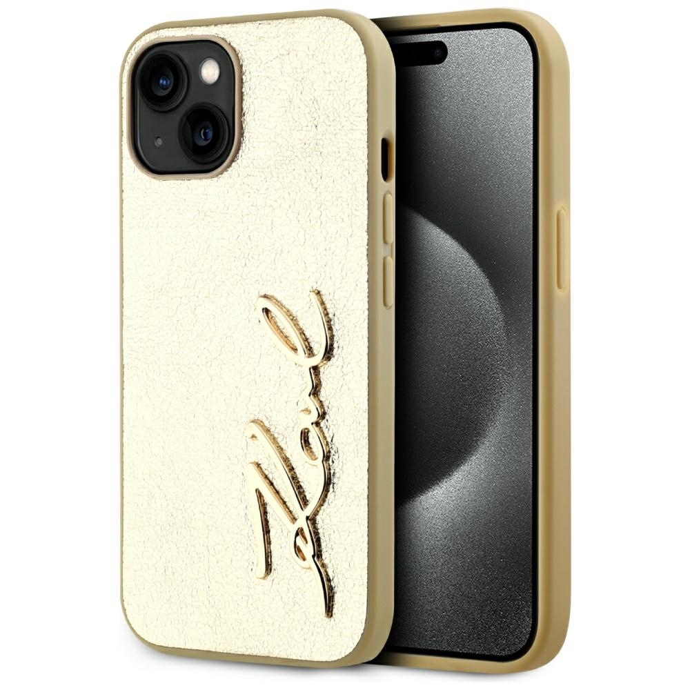Karl Lagerfeld dėklas iPhone 15 – auksinis