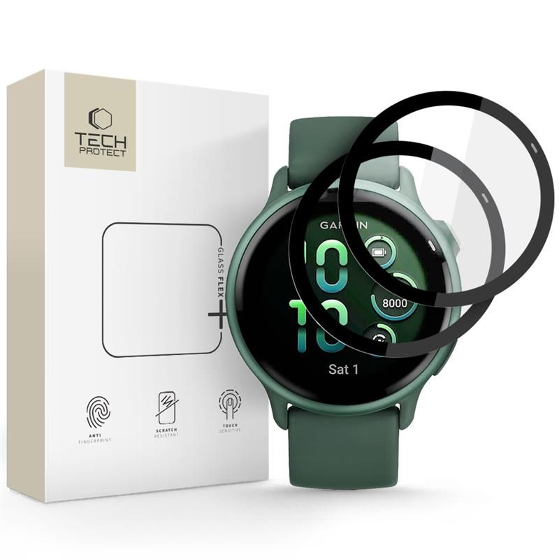 Apsauginis stiklas Tech-Protect Glass Flex+ 2 vnt. Garmin Vivoactive 6, juodas
