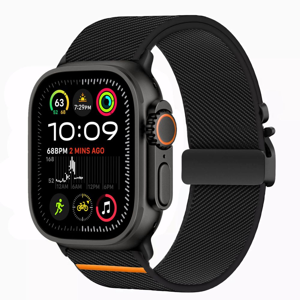 Dirželis Tech-Protect Nylon Clasp Apple Watch 8/9/10/11/SE/Ultra (44/45/46/49 mm), juodas