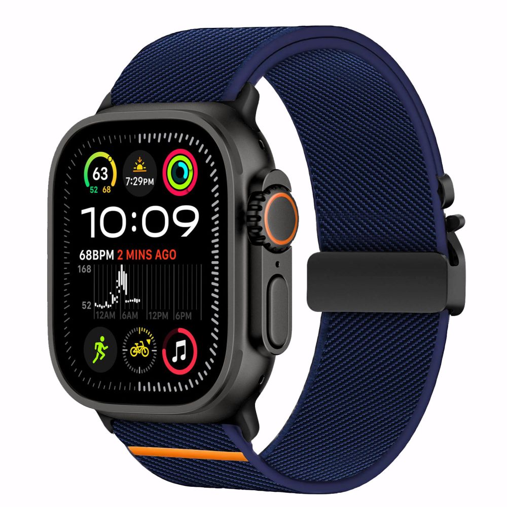 Dirželis Tech-Protect Nylon Clasp Apple Watch 8/9/10/11/SE/Ultra (44/45/46/49mm), tamsiai mėlynas
