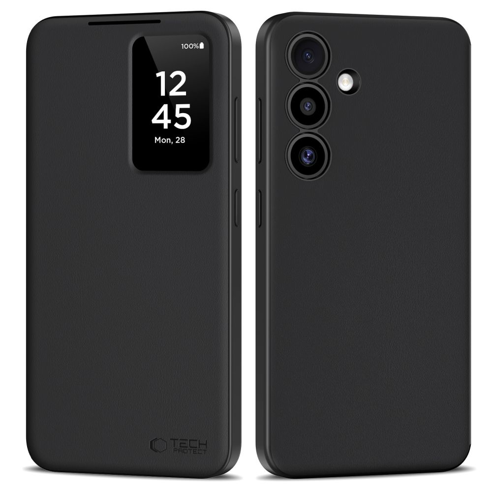 Dėklas Tech-Protect Smart Wallet Galaxy S25, matinis juodas