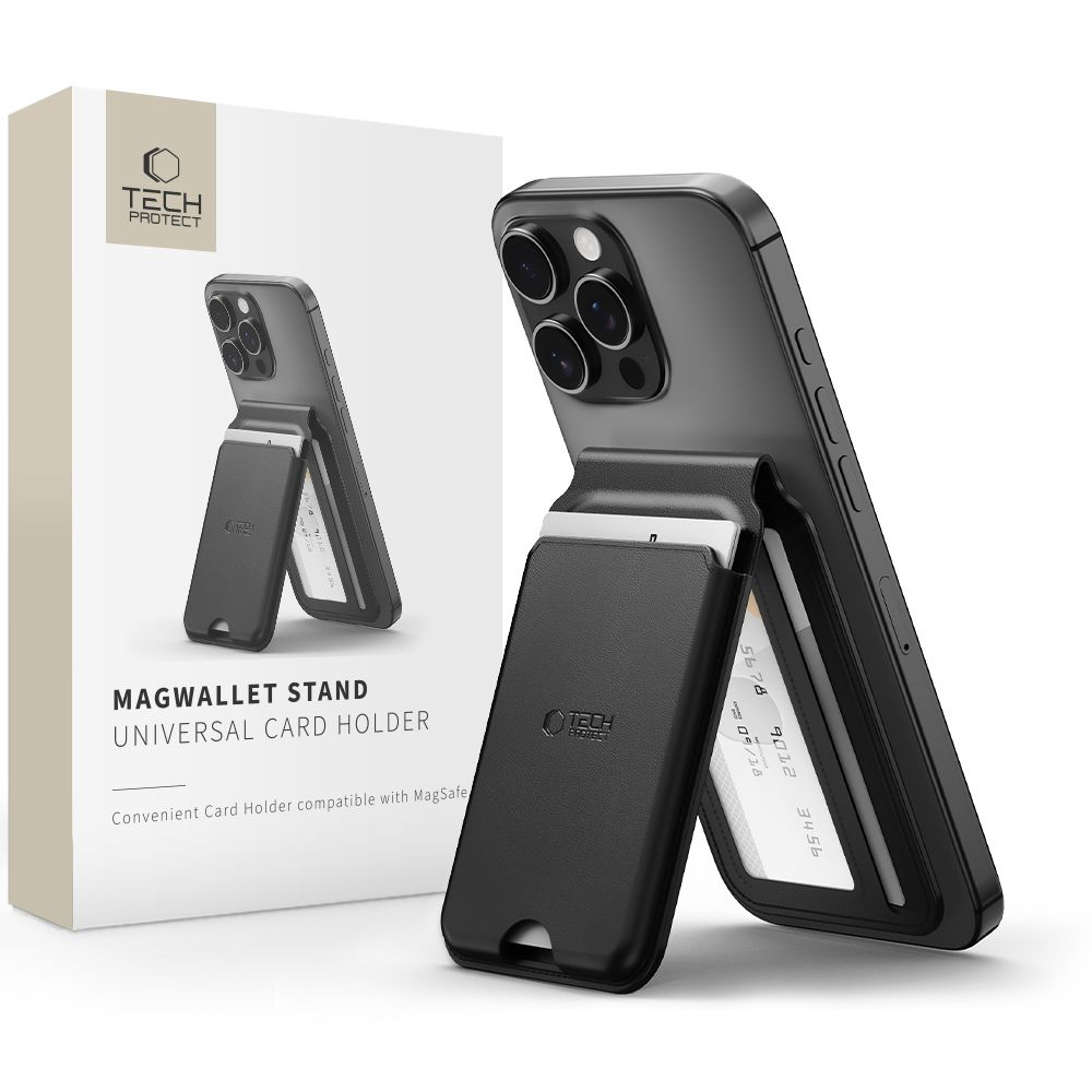Kortelių laikiklis Tech-Protect MagWallet Stand MagSafe, juodas