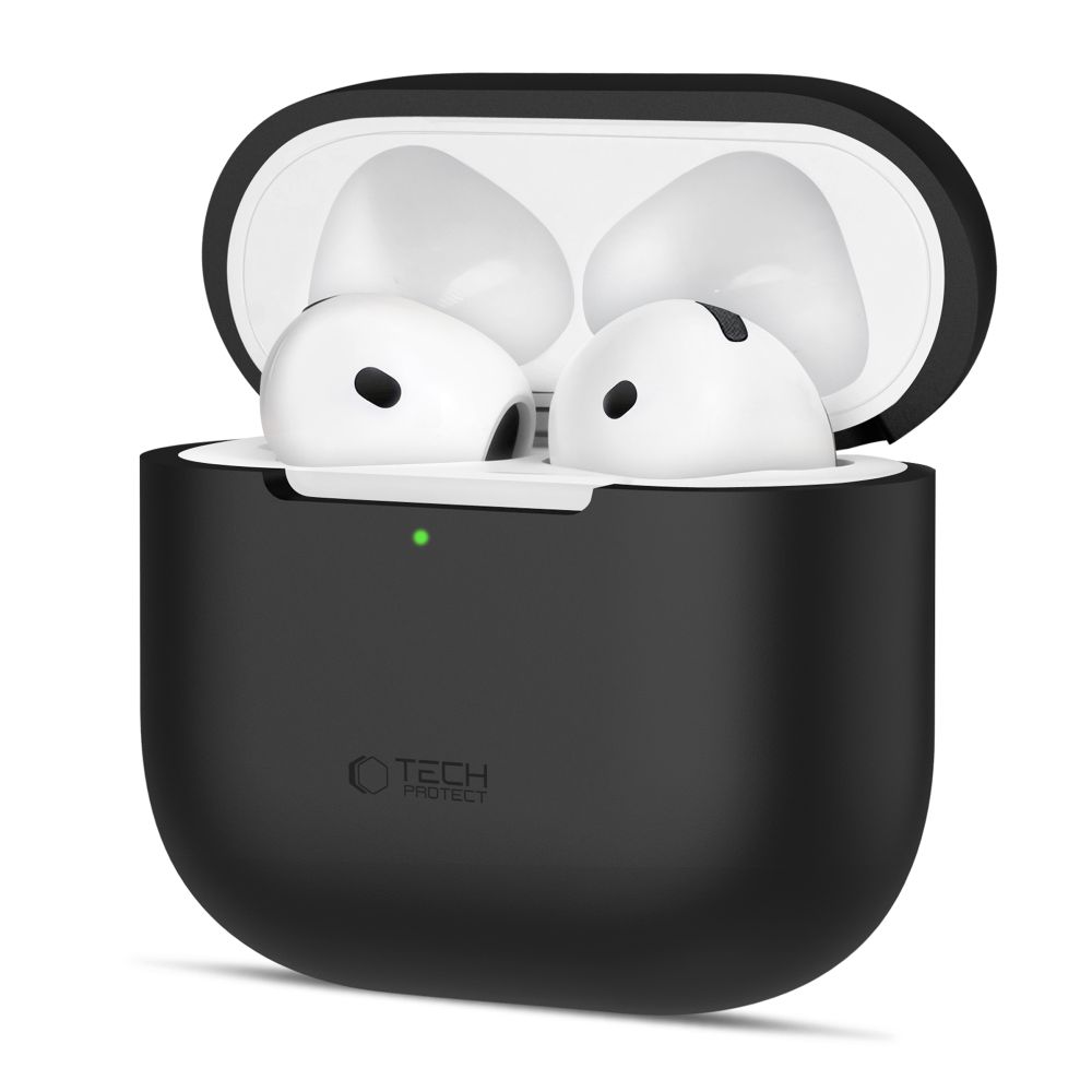 Dėklas Tech-Protect Silicone AirPods 4, juodas