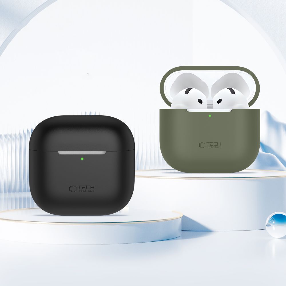 Dėklas Tech-Protect Silicone AirPods 4, juodas