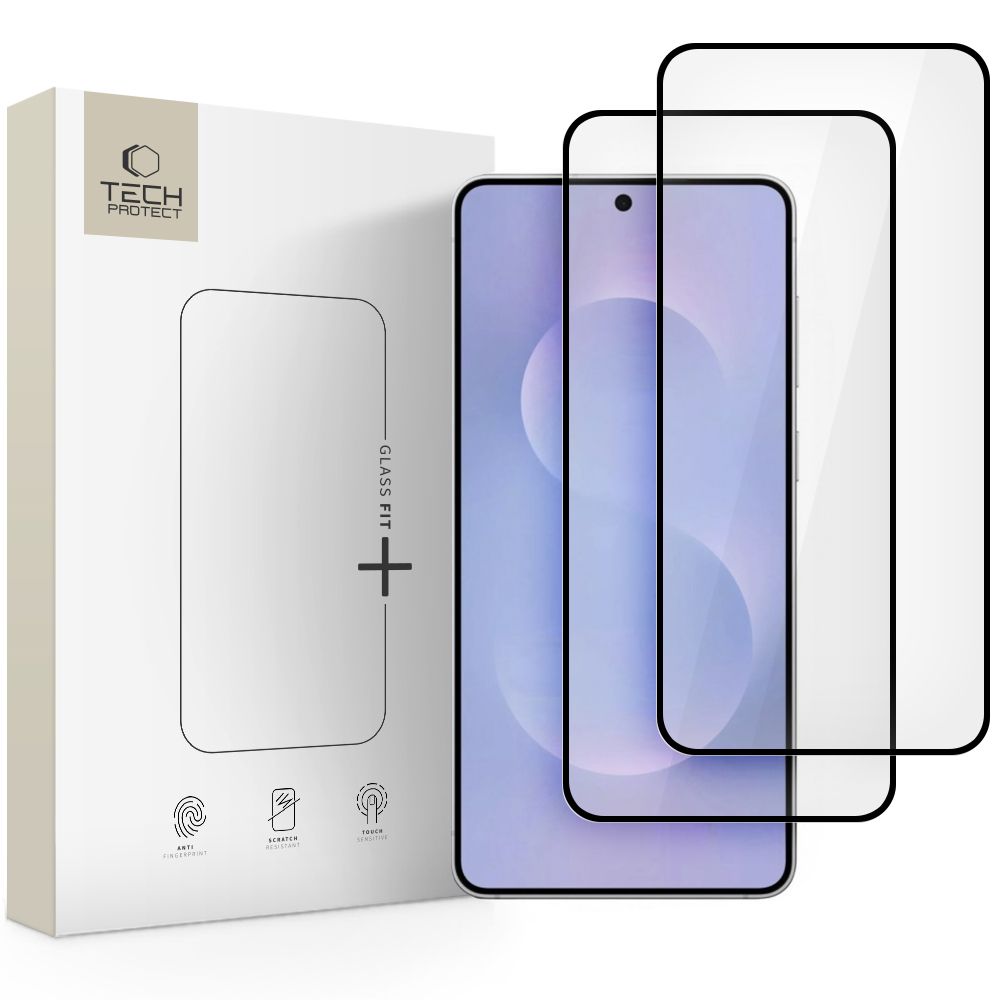 Apsauginis stiklas Tech-Protect Glass Fit+, Galaxy S25 Edge, juodas, 2 vnt.