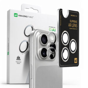 AmazingThing AR3 kameros stiklas iPhone 16 Pro/Pro Max – skaidrus