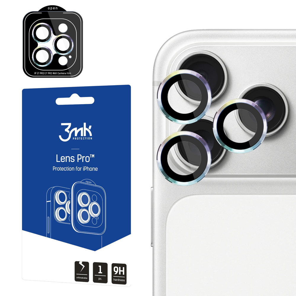 3mk Lens Protection Pro fotoaparato objektyvo stiklas, skirtas Apple iPhone 17 Pro /17 Pro Max – daugiaspalvis