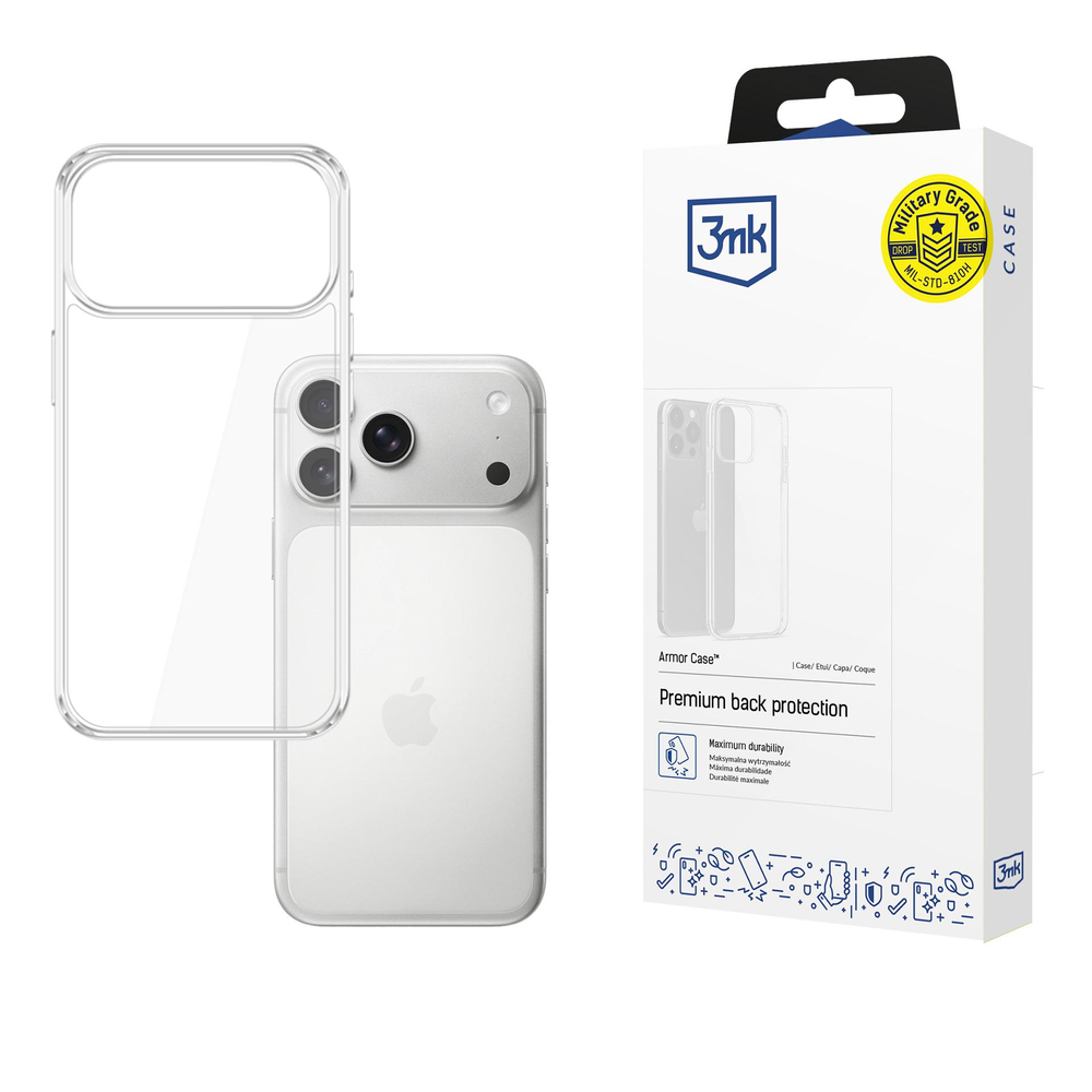 3mk šarvų dėklas, skirtas Apple iPhone 17 Pro Max – skaidrus