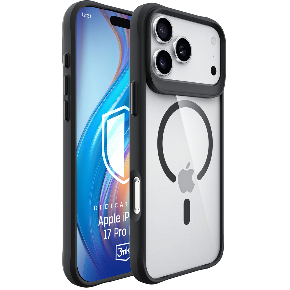 3mk Satin Armor MagCase, skirtas iPhone 17 Pro Max – permatomas juodas