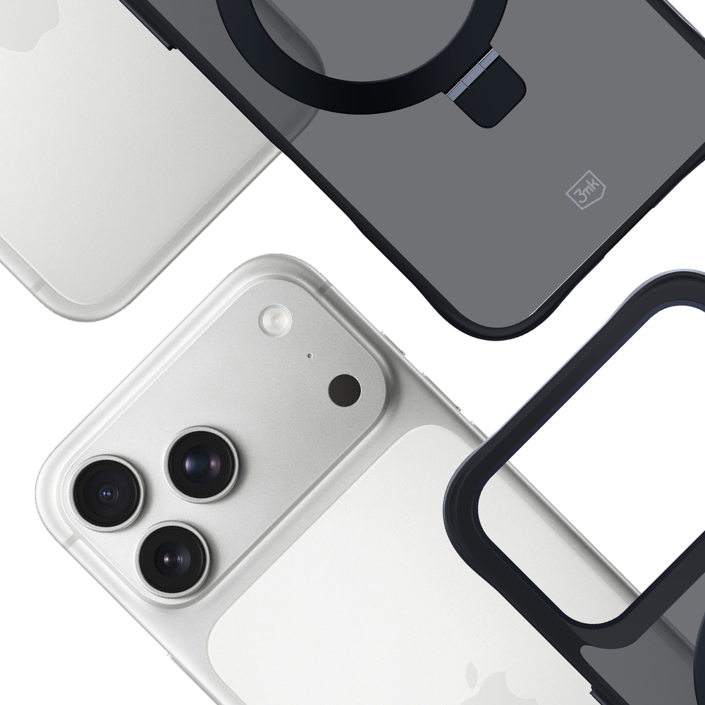 3mk Smoke Case Mag&Stand, skirtas iPhone 17 Pro – juodas