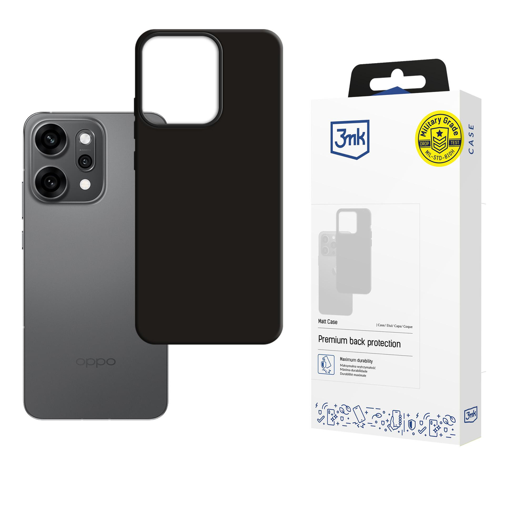 3mk Matinis dėklas, skirtas Oppo Reno 14 Pro – juodas