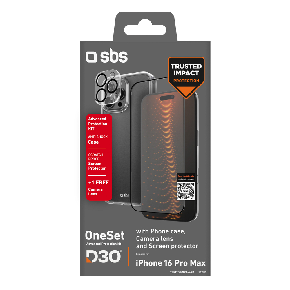 SBS D3O apsaugos rinkinys iPhone 16 Pro Max – skaidrus