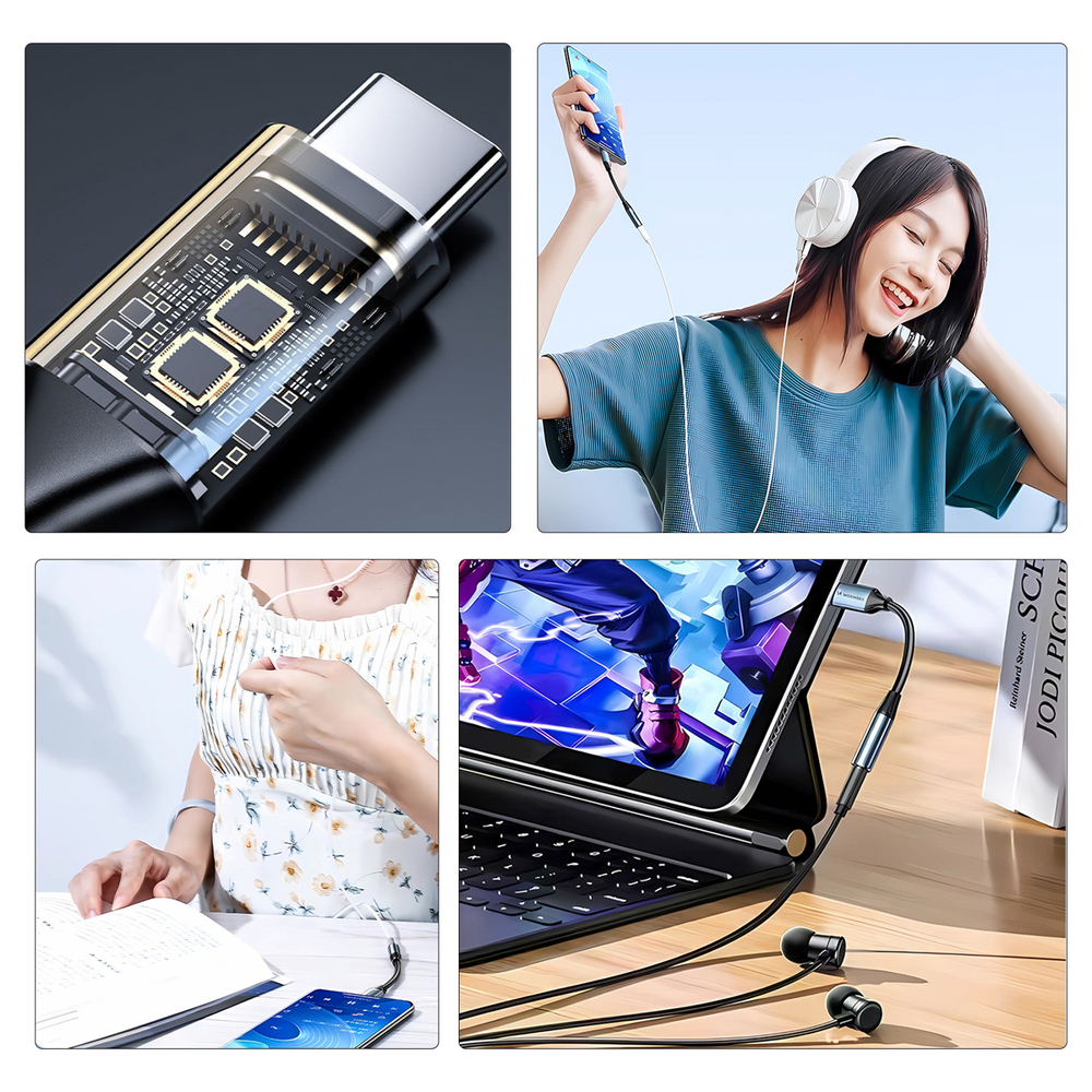 Wozinsky WACM-01 USB-C adapteris – 3,5 mm mini lizdas – juodas