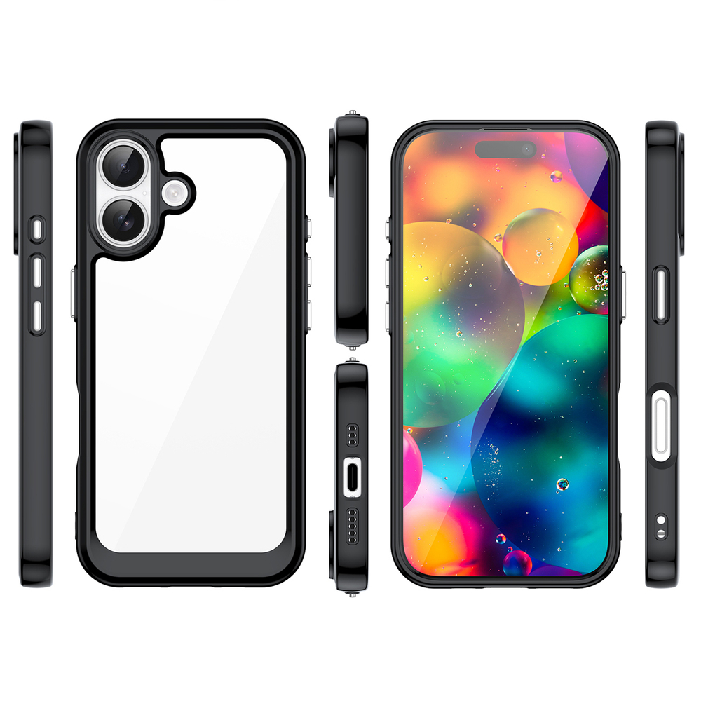 Outer Space dėklas iPhone 17 – juodas skaidrus