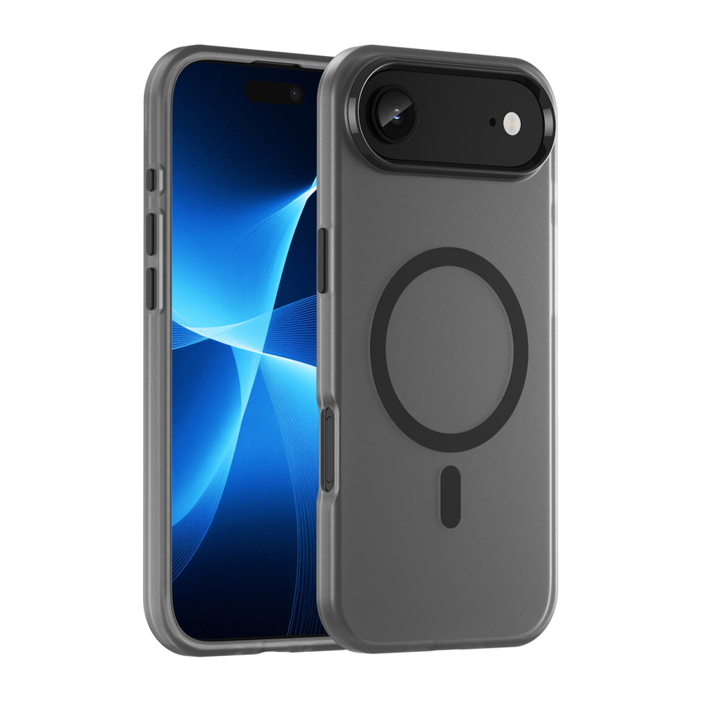 Magnetinis abrazyvinis iPhone 17 oro dėklas, suderinamas su MagSafe - matinė juoda