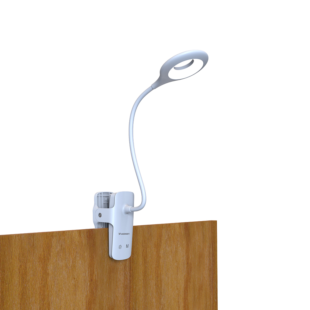 Mini Wozinsky Belaidė LED skaitymo lempa su žiebtuvėliu + USB-C kabeliu - Balta