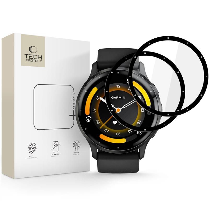 Apsauginis stiklas Tech-Protect Glass Flex+ Garmin Venu 3, 2 vnt., juodas